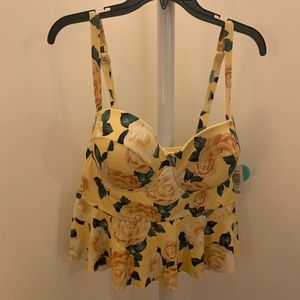 Yellow floral Midkini top